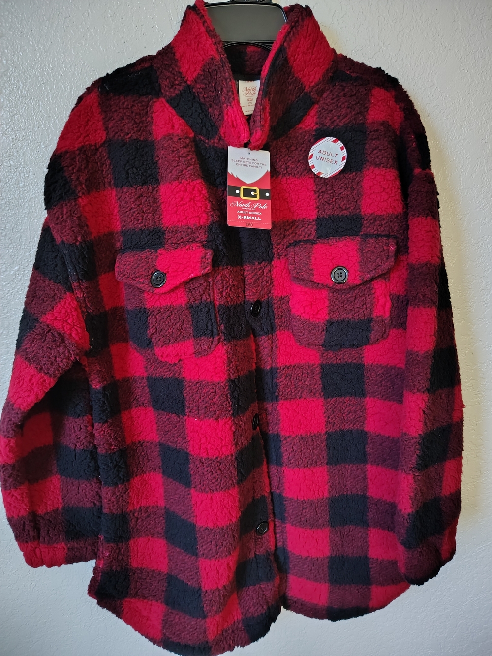Unbranded Red & Black Plaid Sherpa Puffer Jacket